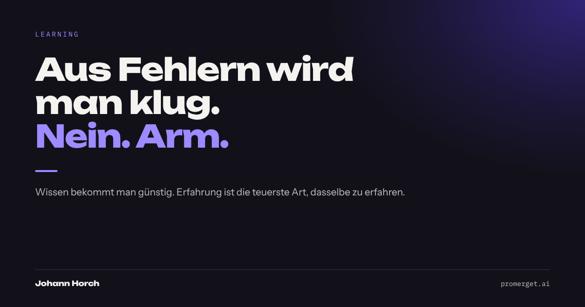 Aus Fehlern wird man klug. Nein — nur arm.