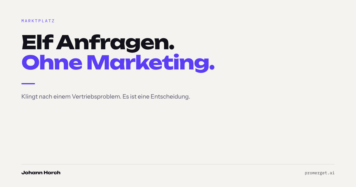 Elf Anfragen, ohne Marketing