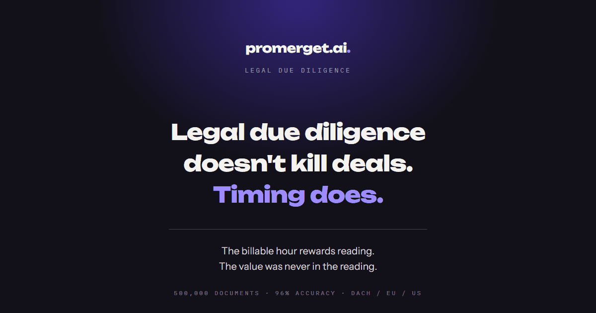 Legal due diligence doesn't kill deals. Timing does.