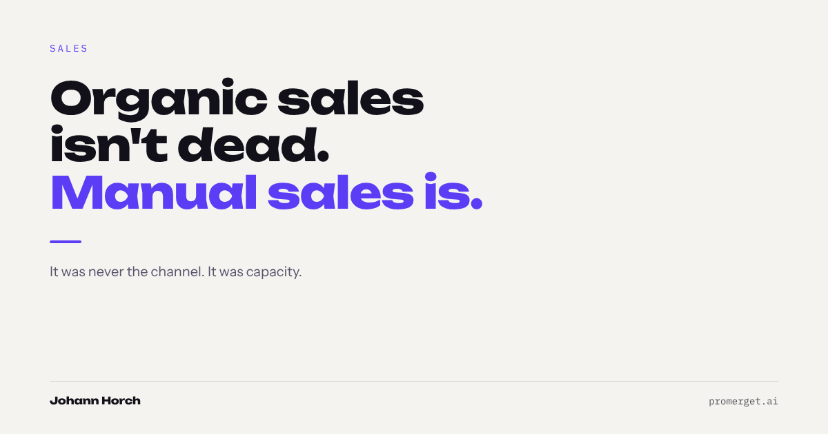 Organic sales isn't dead. Manual sales is.